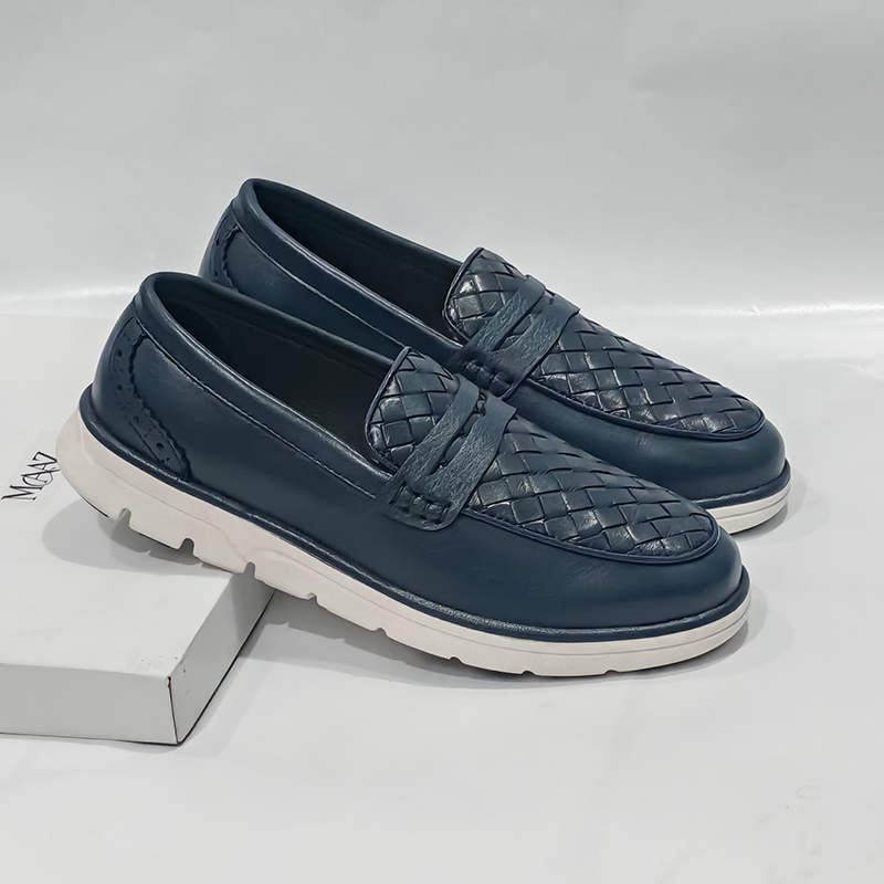 BraidFlex Braided Leather Sneaker | Blue | MCS-01BL