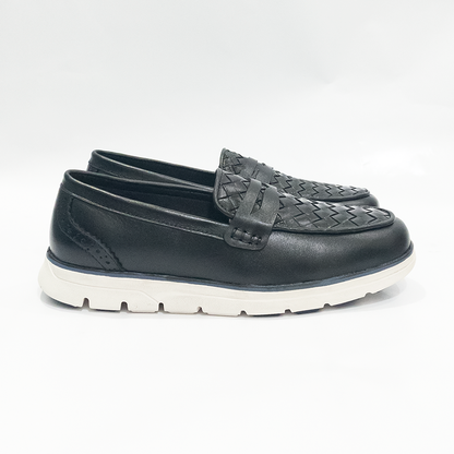 BraidFlex Braided Leather Sneaker | Black | MCS-01B