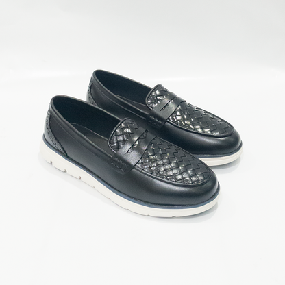 BraidFlex Braided Leather Sneaker | Black | MCS-01B