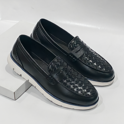 BraidFlex Braided Leather Sneaker | Black | MCS-01B