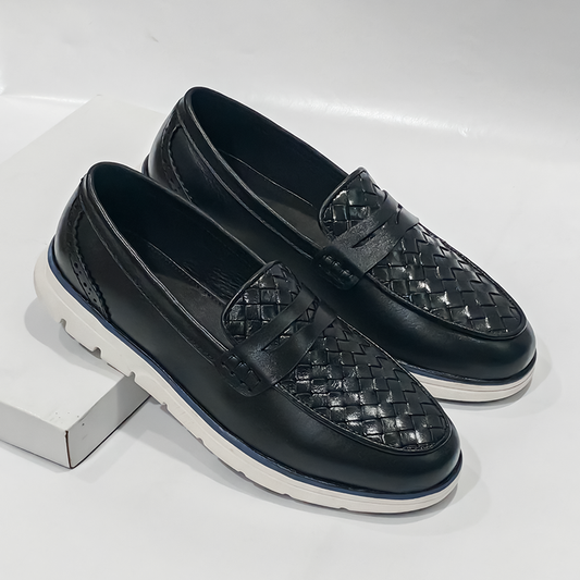 BraidFlex Braided Leather Sneaker | Black | MCS-01B