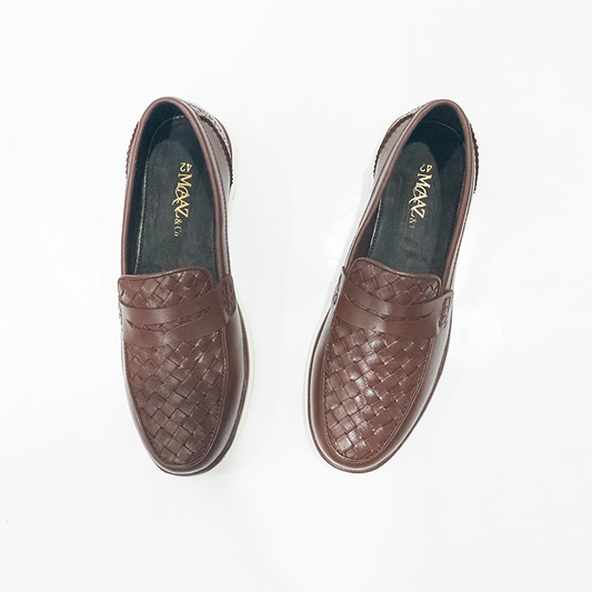 BraidFlex Braided Leather Sneaker | Brown | MCS-01BR