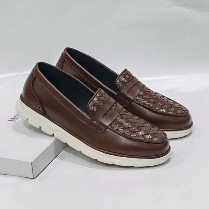 BraidFlex Braided Leather Sneaker | Brown | MCS-01BR